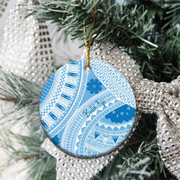Bula Fiji Classic Masi Tapa Ceramic Ornament Turquoise LT7 - Polynesian Pride