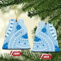 Bula Fiji Classic Masi Tapa Ceramic Ornament Turquoise LT7 Bell Flake Turquoise - Polynesian Pride