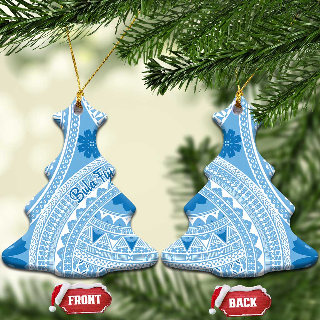 Bula Fiji Classic Masi Tapa Ceramic Ornament Turquoise LT7 Christmas Tree Turquoise - Polynesian Pride