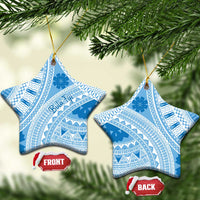Bula Fiji Classic Masi Tapa Ceramic Ornament Turquoise LT7 Star Turquoise - Polynesian Pride