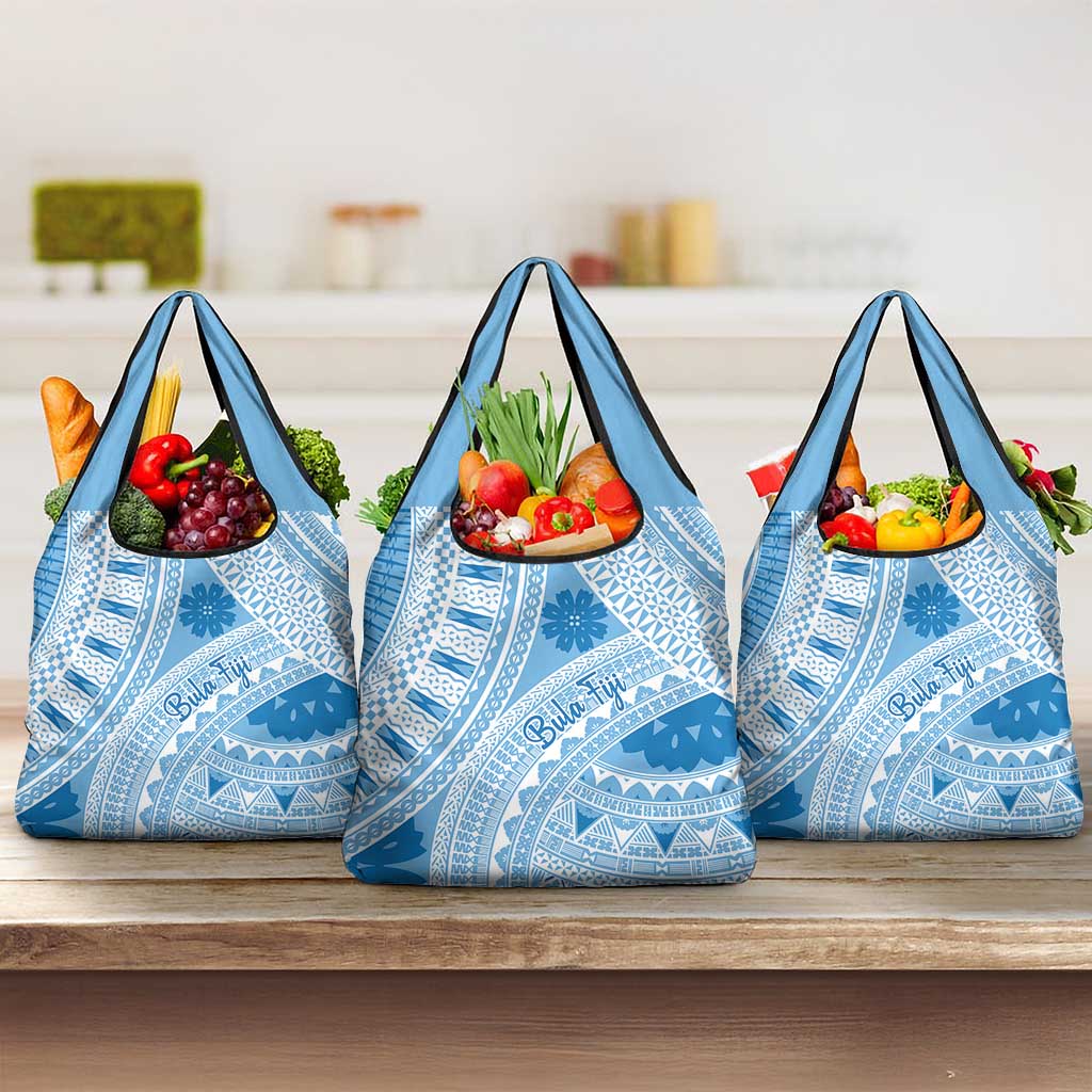 Bula Fiji Classic Masi Tapa Grocery Bag Turquoise LT7 3-pack One Size Turquoise - Polynesian Pride