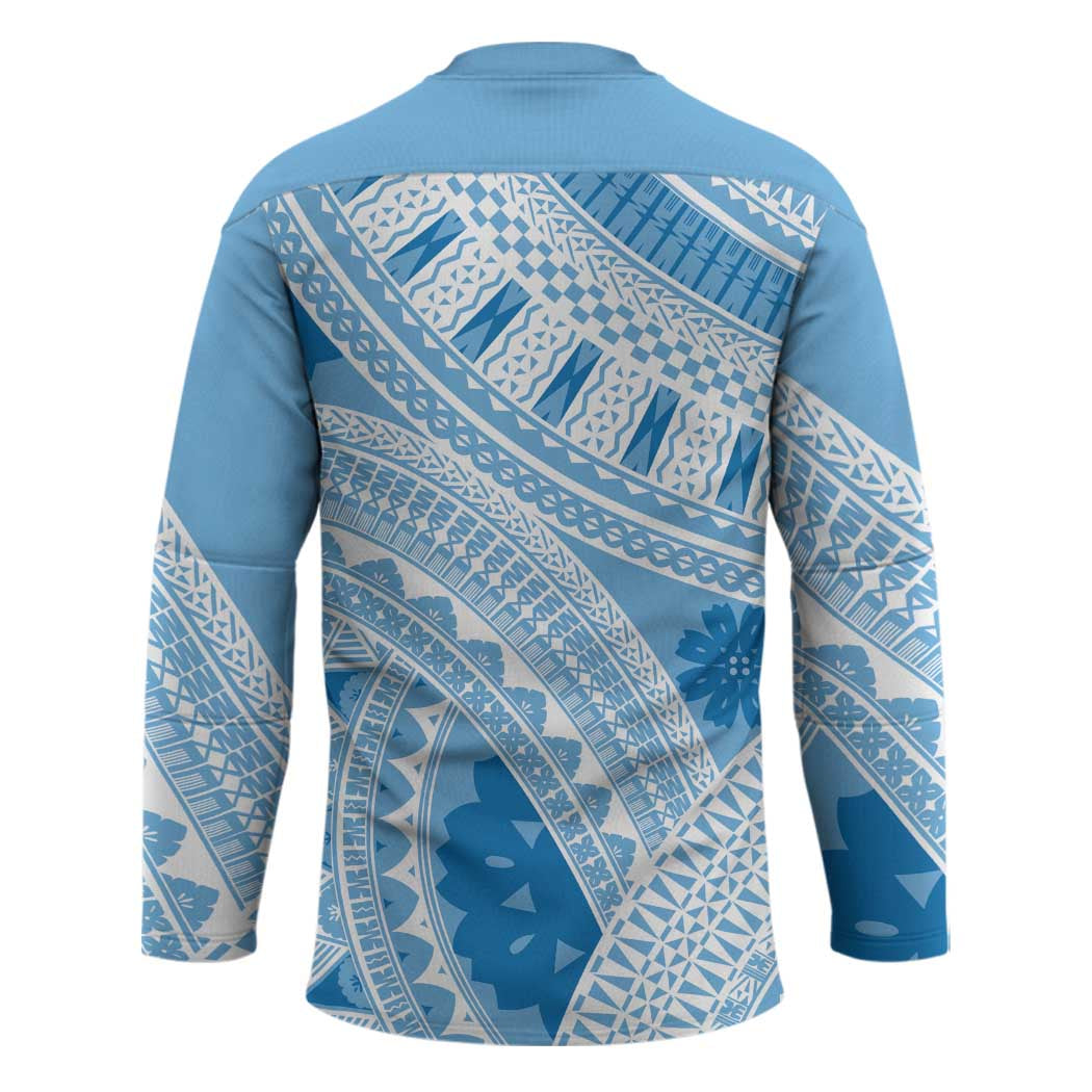 Bula Fiji Classic Masi Tapa Hockey Jersey Turquoise LT7 - Polynesian Pride