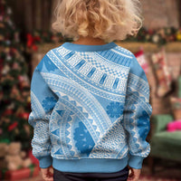 Bula Fiji Classic Masi Tapa Kid Ugly Christmas Sweater Turquoise LT7 - Polynesian Pride