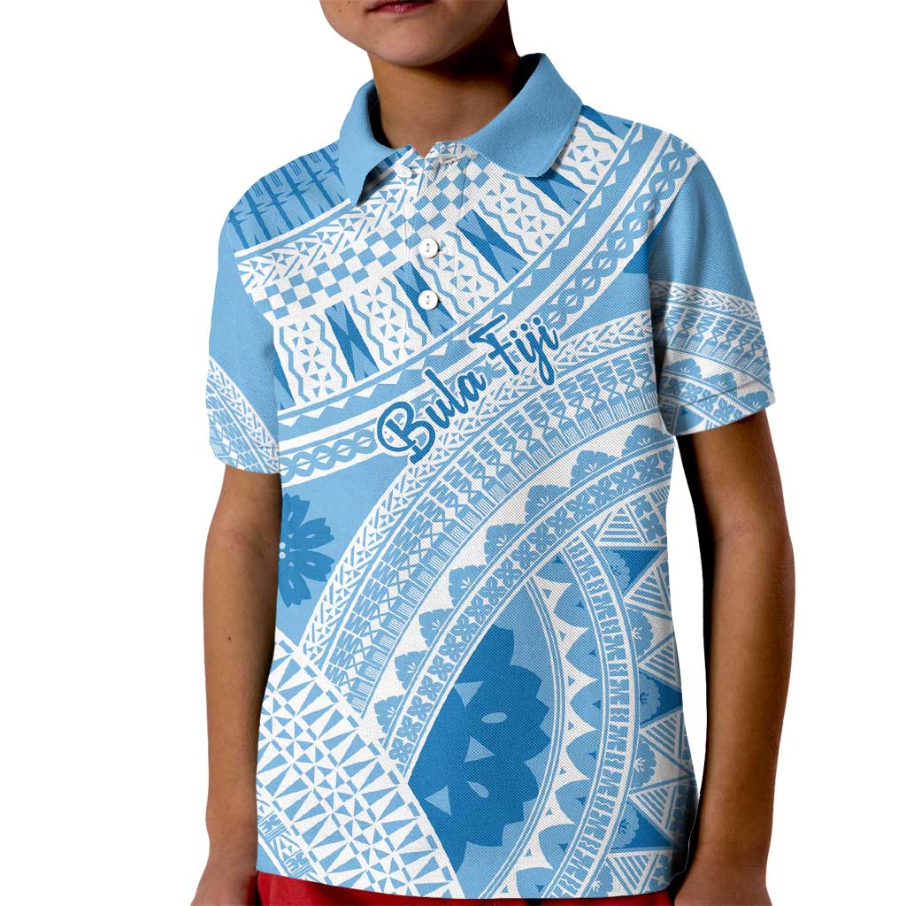 Bula Fiji Classic Masi Tapa Kid Polo Shirt Turquoise LT7 Kid Turquoise - Polynesian Pride