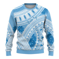 Bula Fiji Classic Masi Tapa Ugly Christmas Sweater Turquoise LT7 - Polynesian Pride