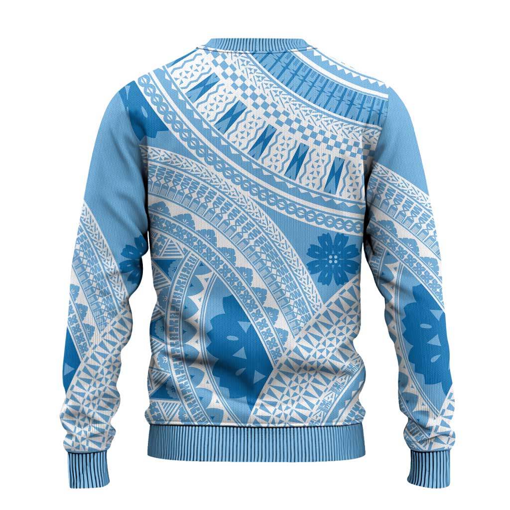 Bula Fiji Classic Masi Tapa Ugly Christmas Sweater Turquoise LT7 - Polynesian Pride