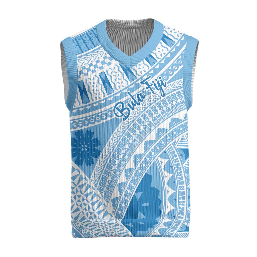 Bula Fiji Classic Masi Tapa Christmas Knitted V-Neck Vest Turquoise LT7 Turquoise - Polynesian Pride