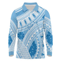 Bula Fiji Classic Masi Tapa Long Sleeve Polo Shirt Turquoise LT7 Turquoise - Polynesian Pride