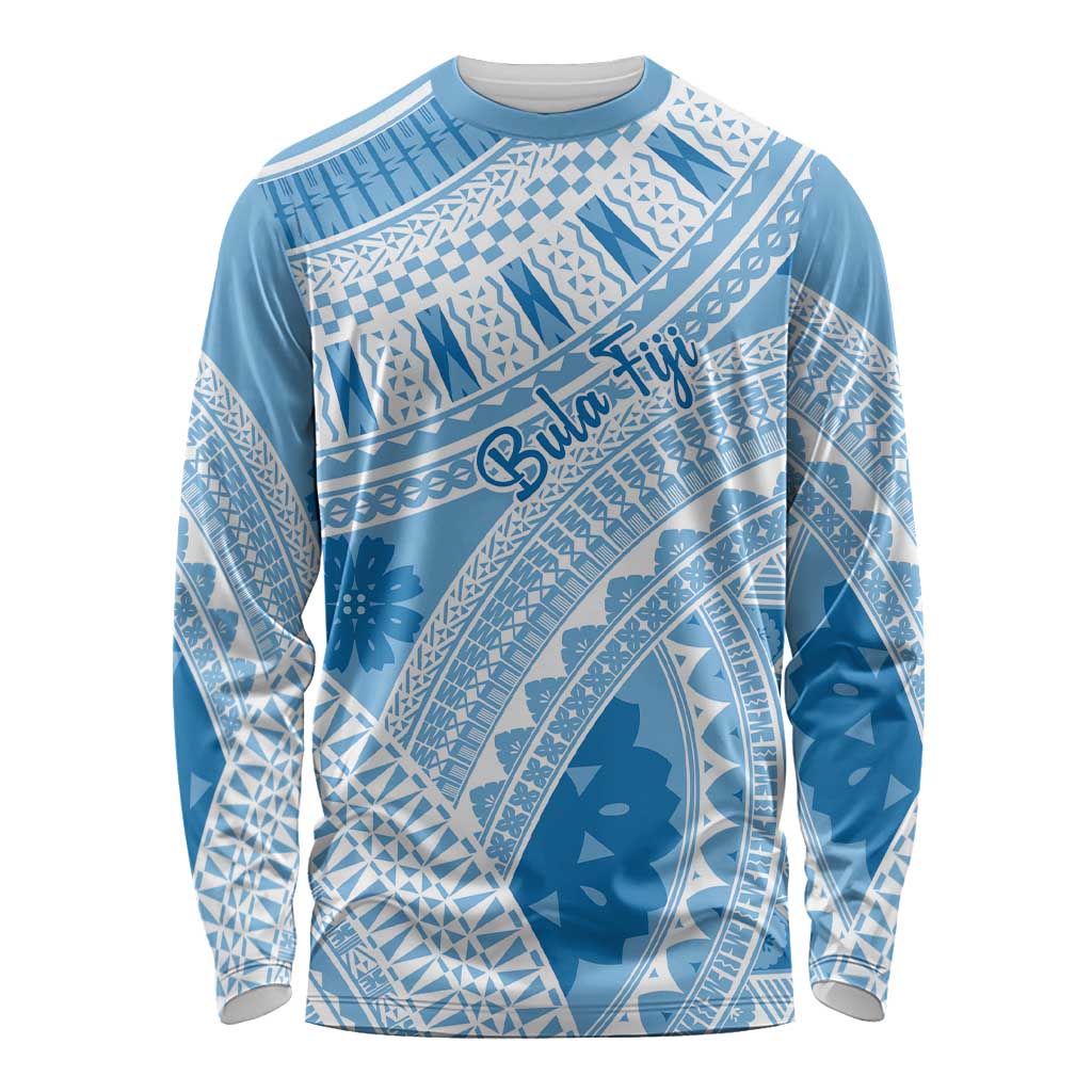 Bula Fiji Classic Masi Tapa Long Sleeve Shirt Turquoise LT7 Unisex Turquoise - Polynesian Pride