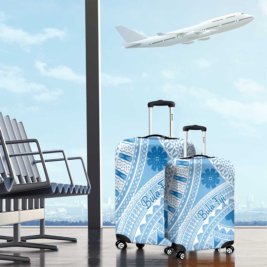 Bula Fiji Classic Masi Tapa Luggage Cover Turquoise LT7 - Polynesian Pride