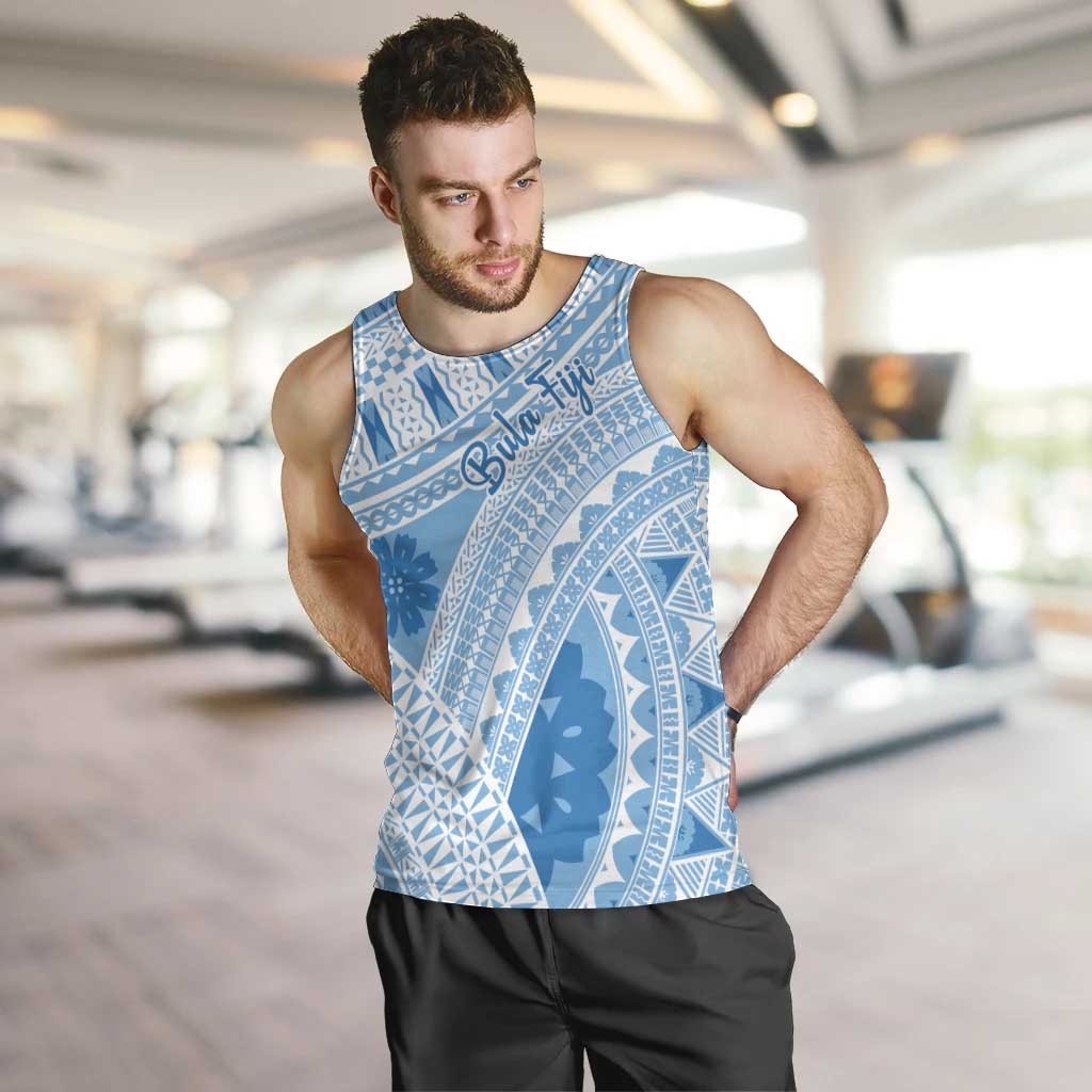 Bula Fiji Classic Masi Tapa Men Tank Top Turquoise LT7 Turquoise - Polynesian Pride