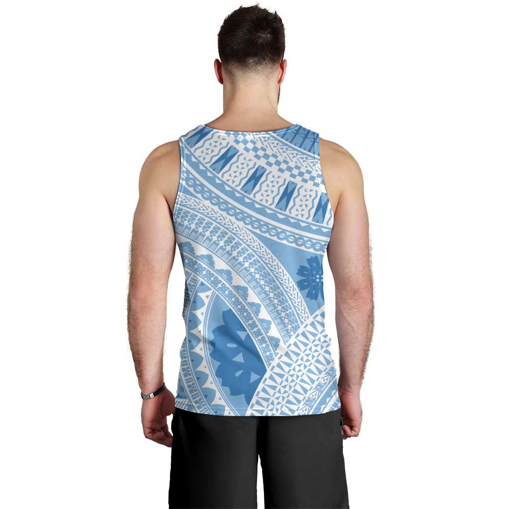Bula Fiji Classic Masi Tapa Men Tank Top Turquoise LT7 - Polynesian Pride