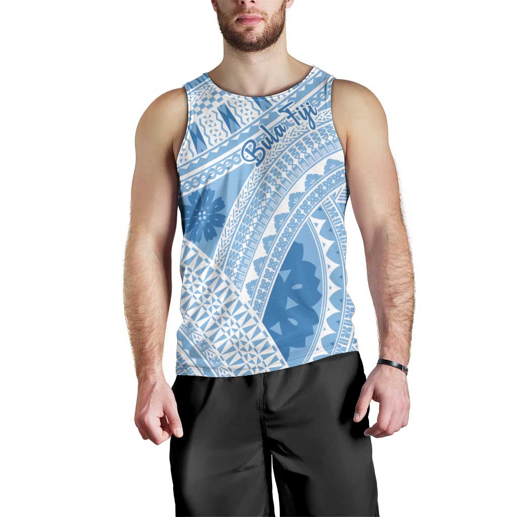 Bula Fiji Classic Masi Tapa Men Tank Top Turquoise LT7 - Polynesian Pride
