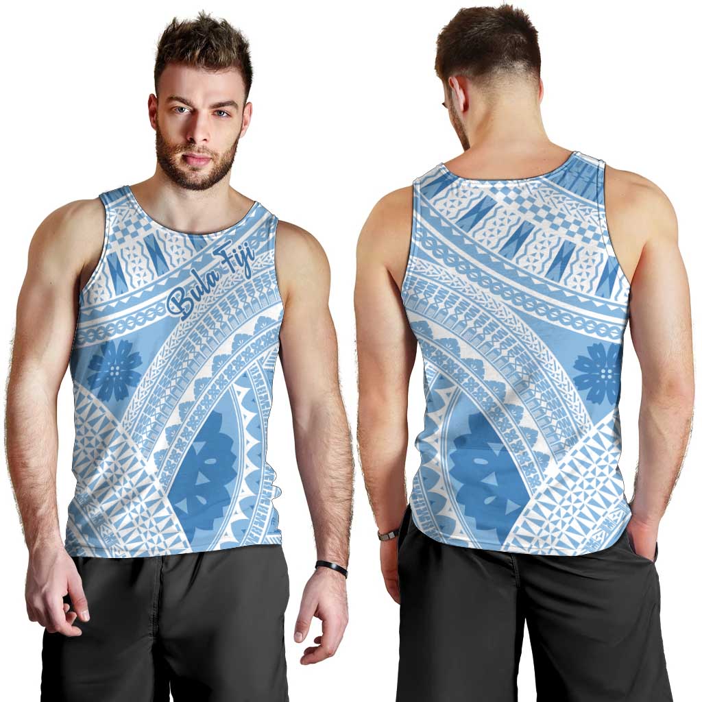 Bula Fiji Classic Masi Tapa Men Tank Top Turquoise LT7 - Polynesian Pride