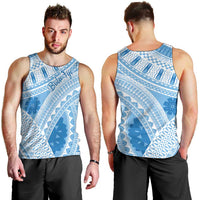 Bula Fiji Classic Masi Tapa Men Tank Top Turquoise LT7 - Polynesian Pride