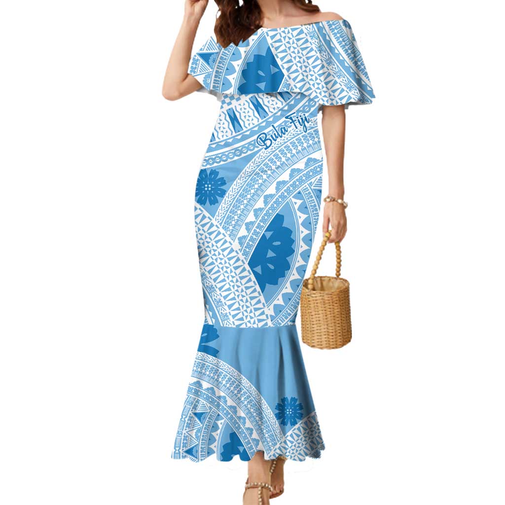 Bula Fiji Classic Masi Tapa Mermaid Dress Turquoise LT7 Women Turquoise - Polynesian Pride