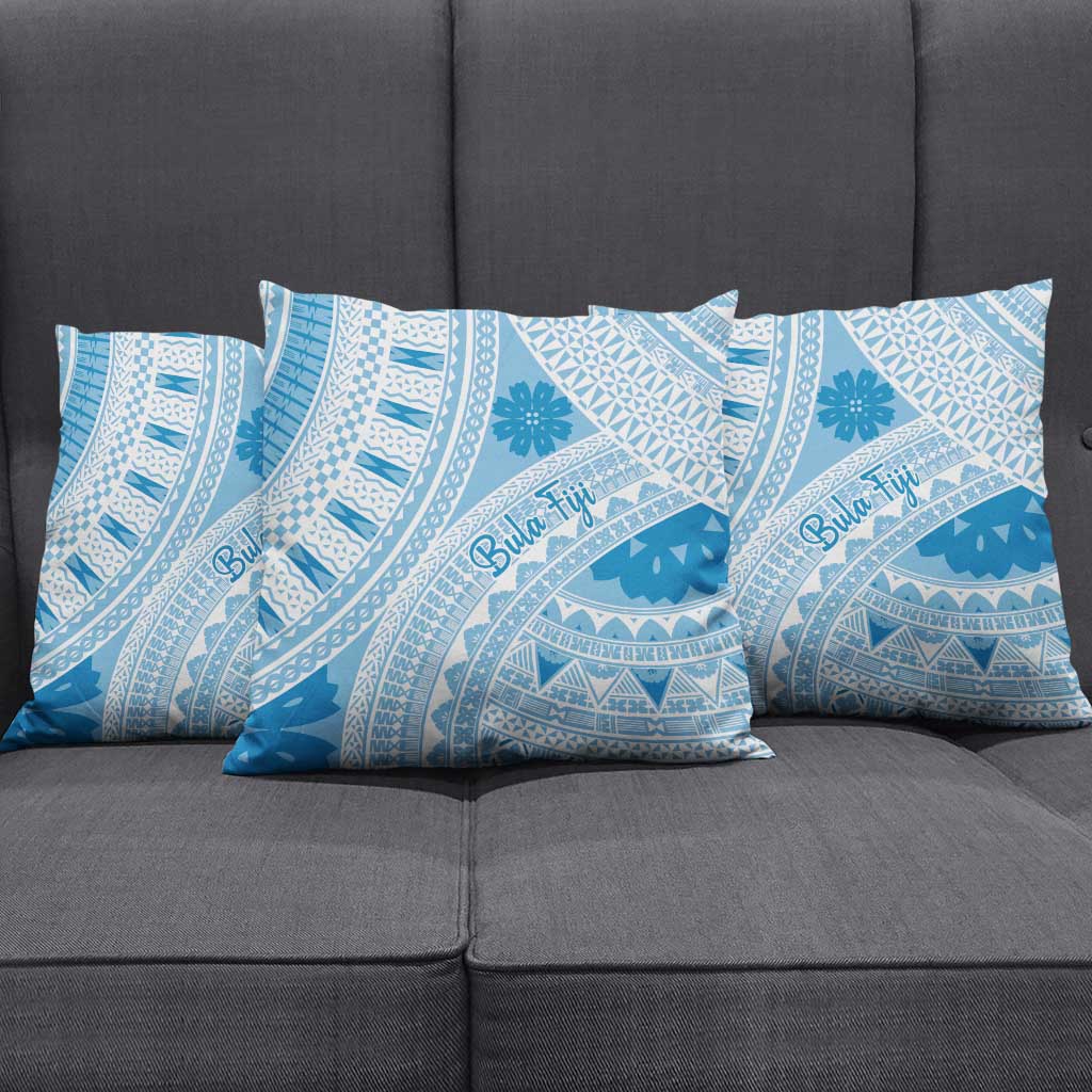 Bula Fiji Classic Masi Tapa Pillow Cover Turquoise LT7 - Polynesian Pride