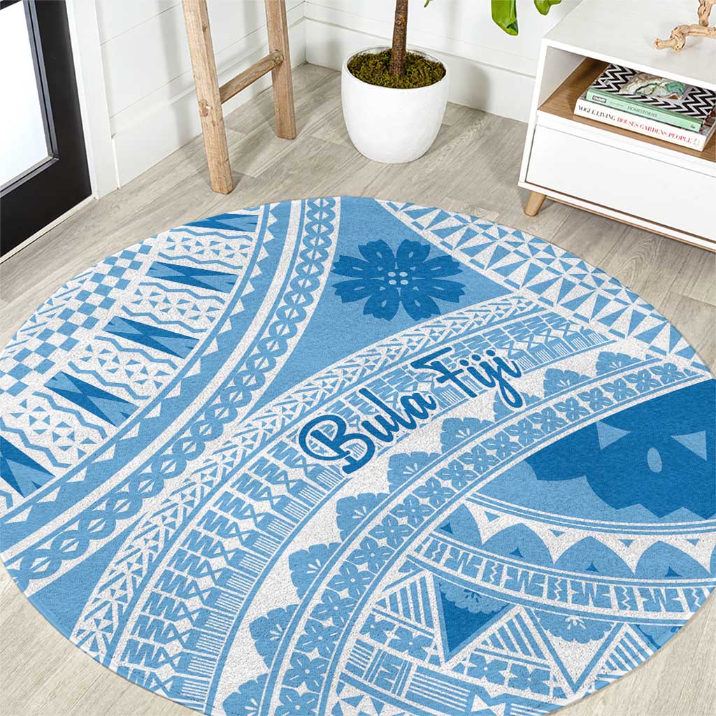 Bula Fiji Classic Masi Tapa Round Carpet Turquoise LT7 Turquoise - Polynesian Pride