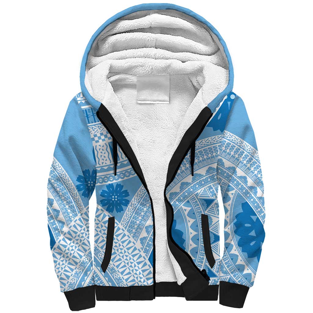 Bula Fiji Classic Masi Tapa Sherpa Hoodie Turquoise LT7 Unisex Turquoise - Polynesian Pride