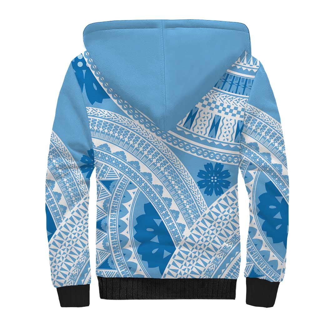 Bula Fiji Classic Masi Tapa Sherpa Hoodie Turquoise LT7 - Polynesian Pride