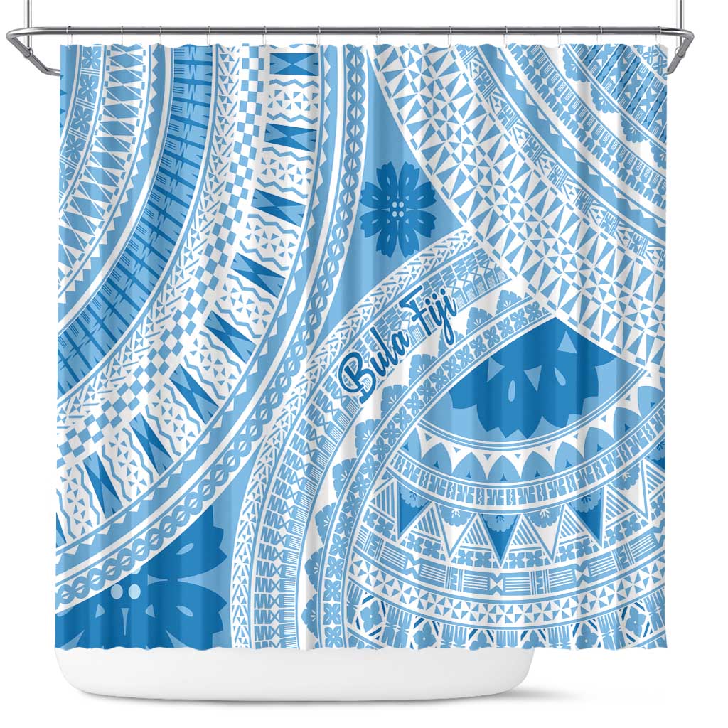 Bula Fiji Classic Masi Tapa Shower Curtain Turquoise LT7 Turquoise - Polynesian Pride