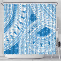 Bula Fiji Classic Masi Tapa Shower Curtain Turquoise LT7 - Polynesian Pride