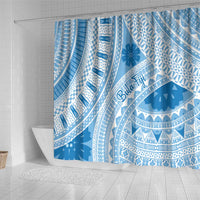 Bula Fiji Classic Masi Tapa Shower Curtain Turquoise LT7 - Polynesian Pride