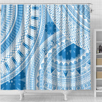 Bula Fiji Classic Masi Tapa Shower Curtain Turquoise LT7 - Polynesian Pride
