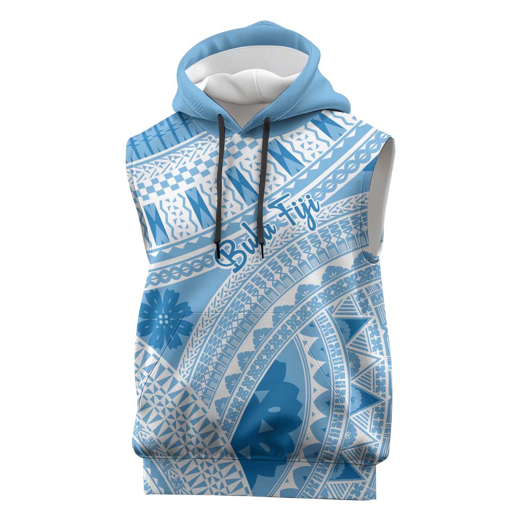 Bula Fiji Classic Masi Tapa Sleeveless Hoodie Turquoise LT7 Turquoise - Polynesian Pride
