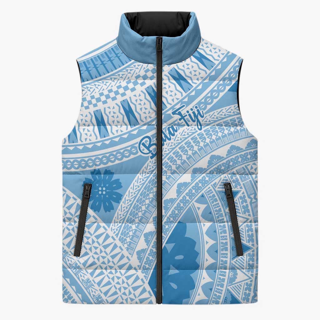 Bula Fiji Classic Masi Tapa Sleeveless Puffer Jacket Turquoise LT7 Unisex Turquoise - Polynesian Pride