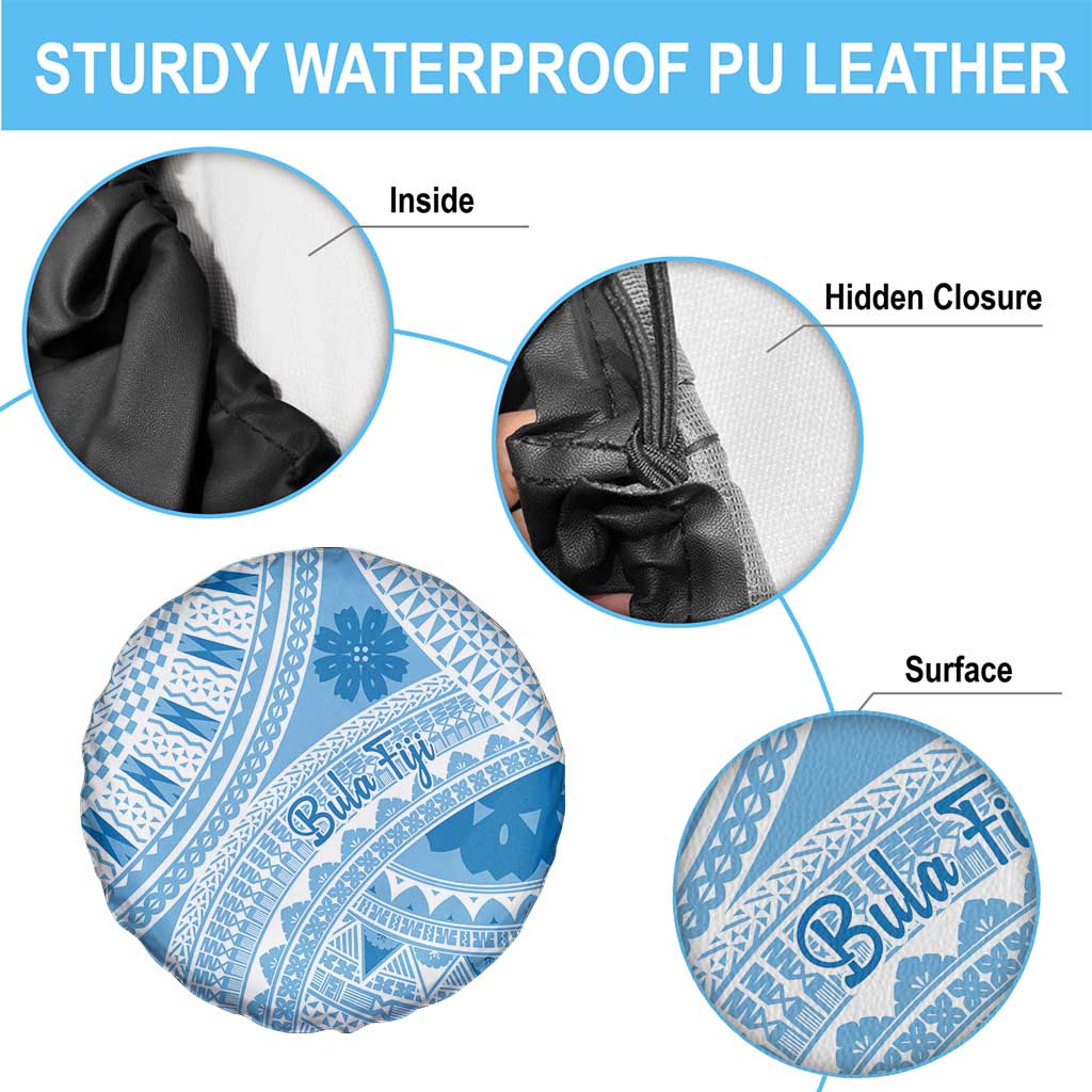Bula Fiji Classic Masi Tapa Spare Tire Cover Turquoise LT7 - Polynesian Pride