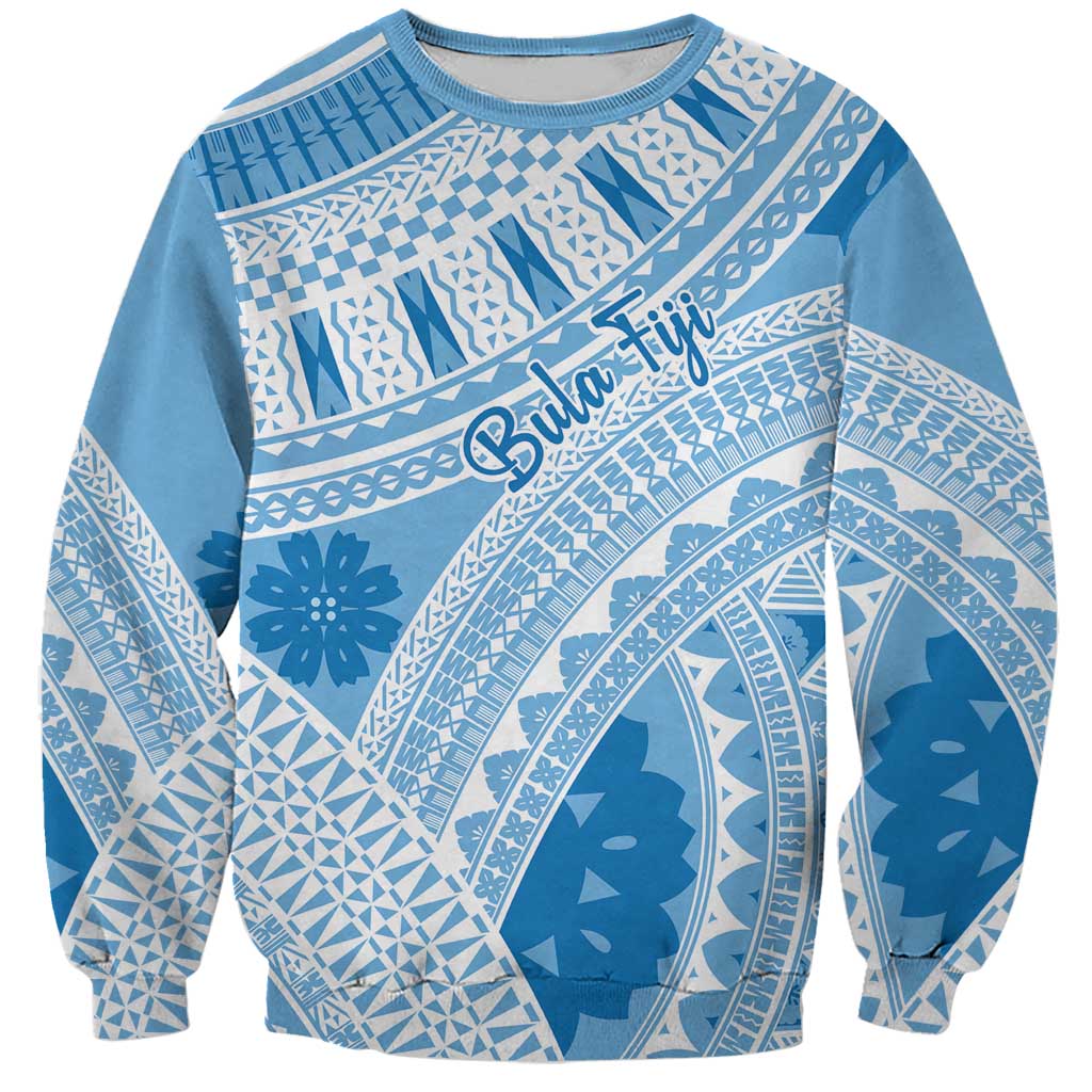 Bula Fiji Classic Masi Tapa Sweatshirt Turquoise LT7 Unisex Turquoise - Polynesian Pride