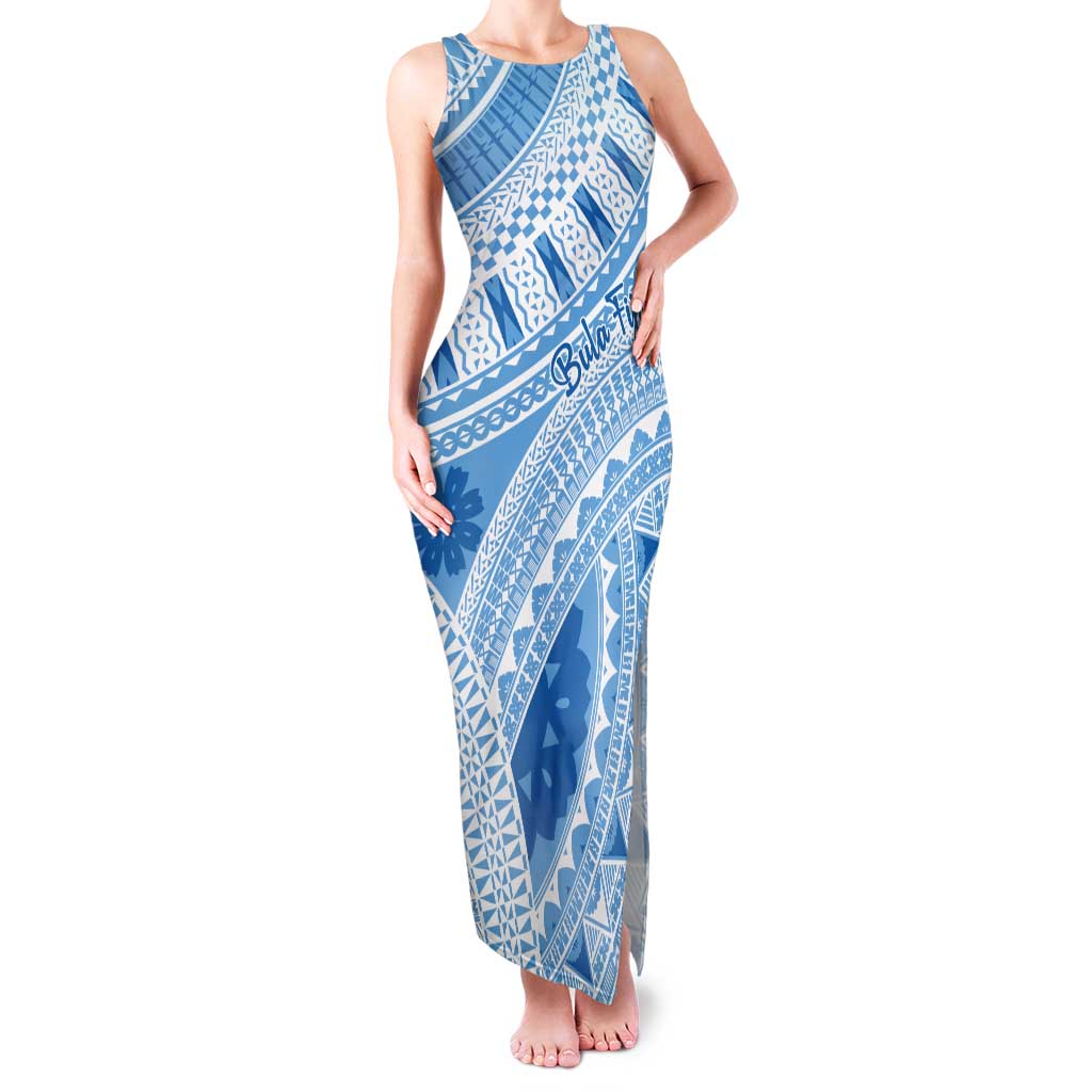 Bula Fiji Classic Masi Tapa Tank Maxi Dress Turquoise LT7 Women Turquoise - Polynesian Pride