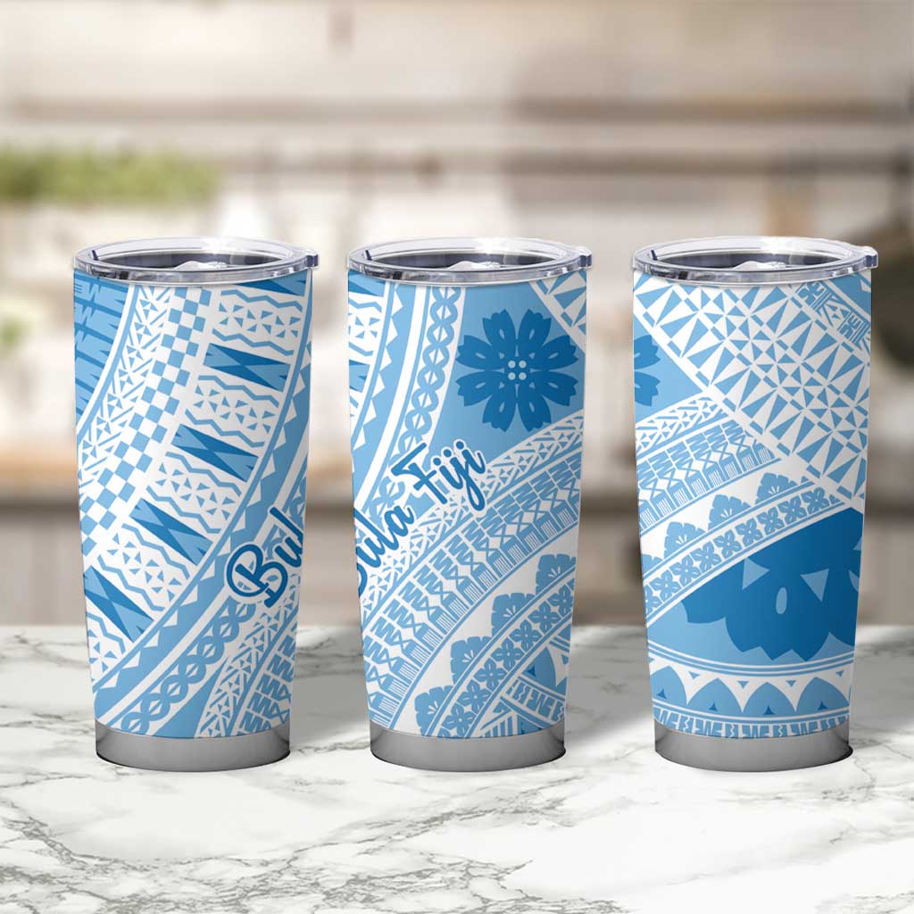 Bula Fiji Classic Masi Tapa Tumbler Cup Turquoise LT7 - Polynesian Pride