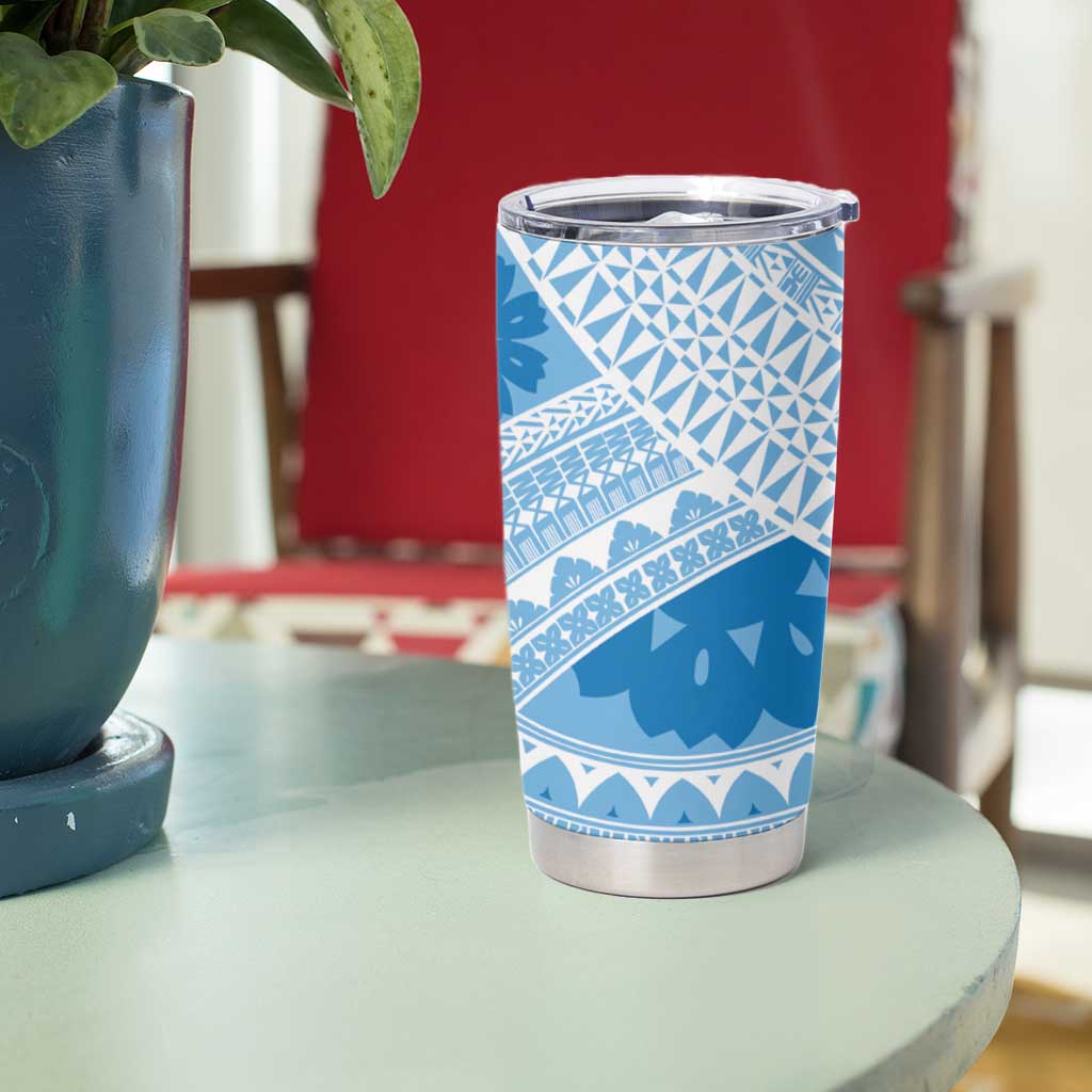 Bula Fiji Classic Masi Tapa Tumbler Cup Turquoise LT7 - Polynesian Pride