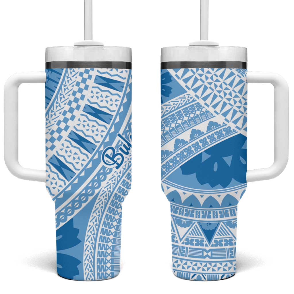 Bula Fiji Classic Masi Tapa Tumbler With Handle Turquoise LT7 One Size: 40 oz Turquoise - Polynesian Pride
