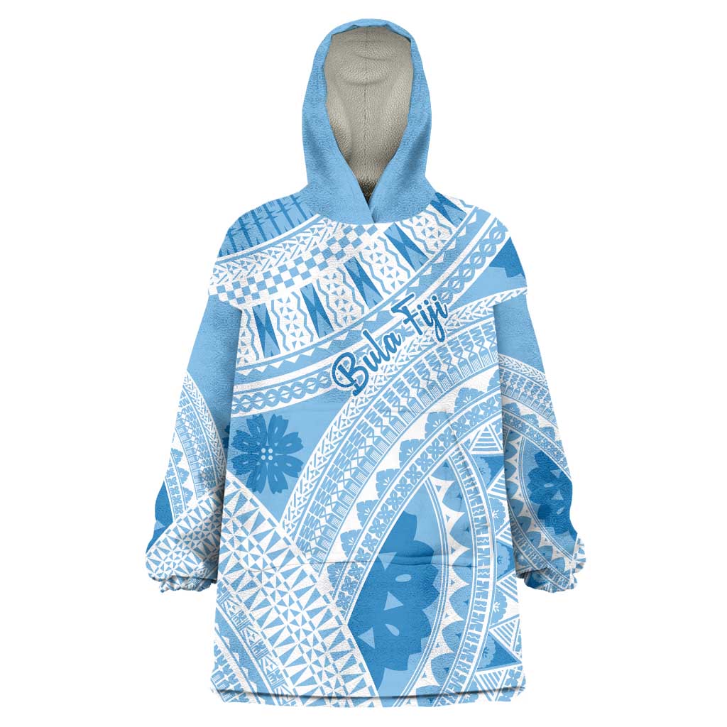 Bula Fiji Classic Masi Tapa Wearable Blanket Hoodie Turquoise LT7 One Size Turquoise - Polynesian Pride