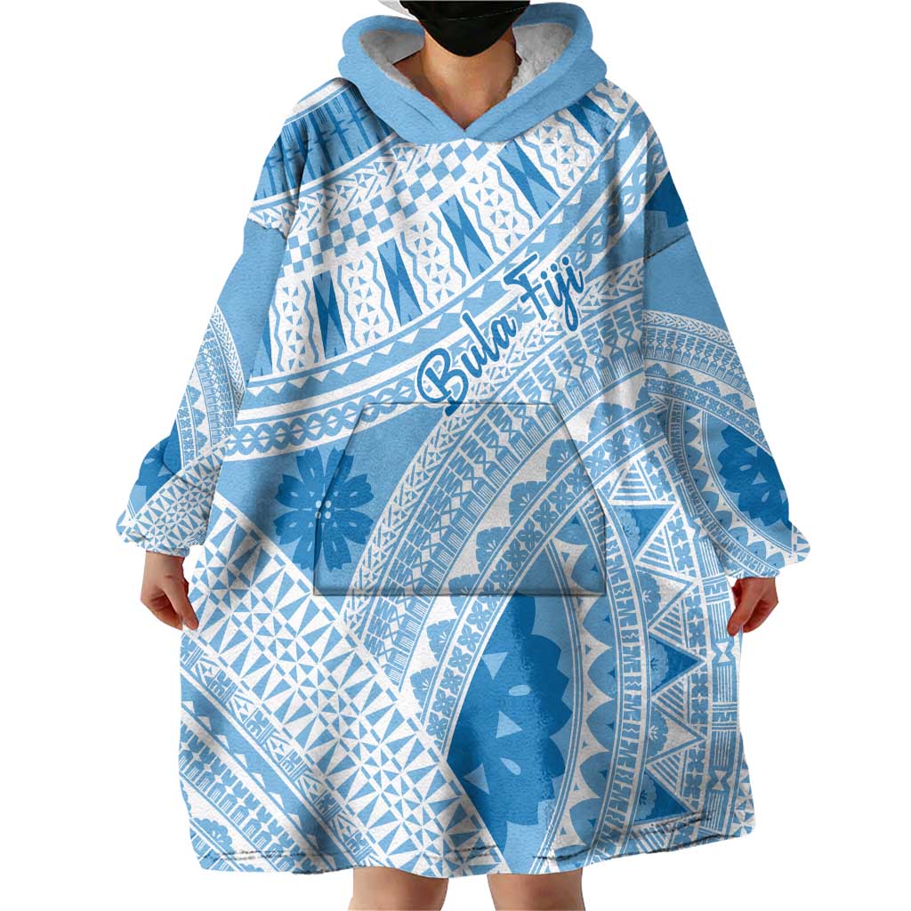 Bula Fiji Classic Masi Tapa Wearable Blanket Hoodie Turquoise LT7 - Polynesian Pride