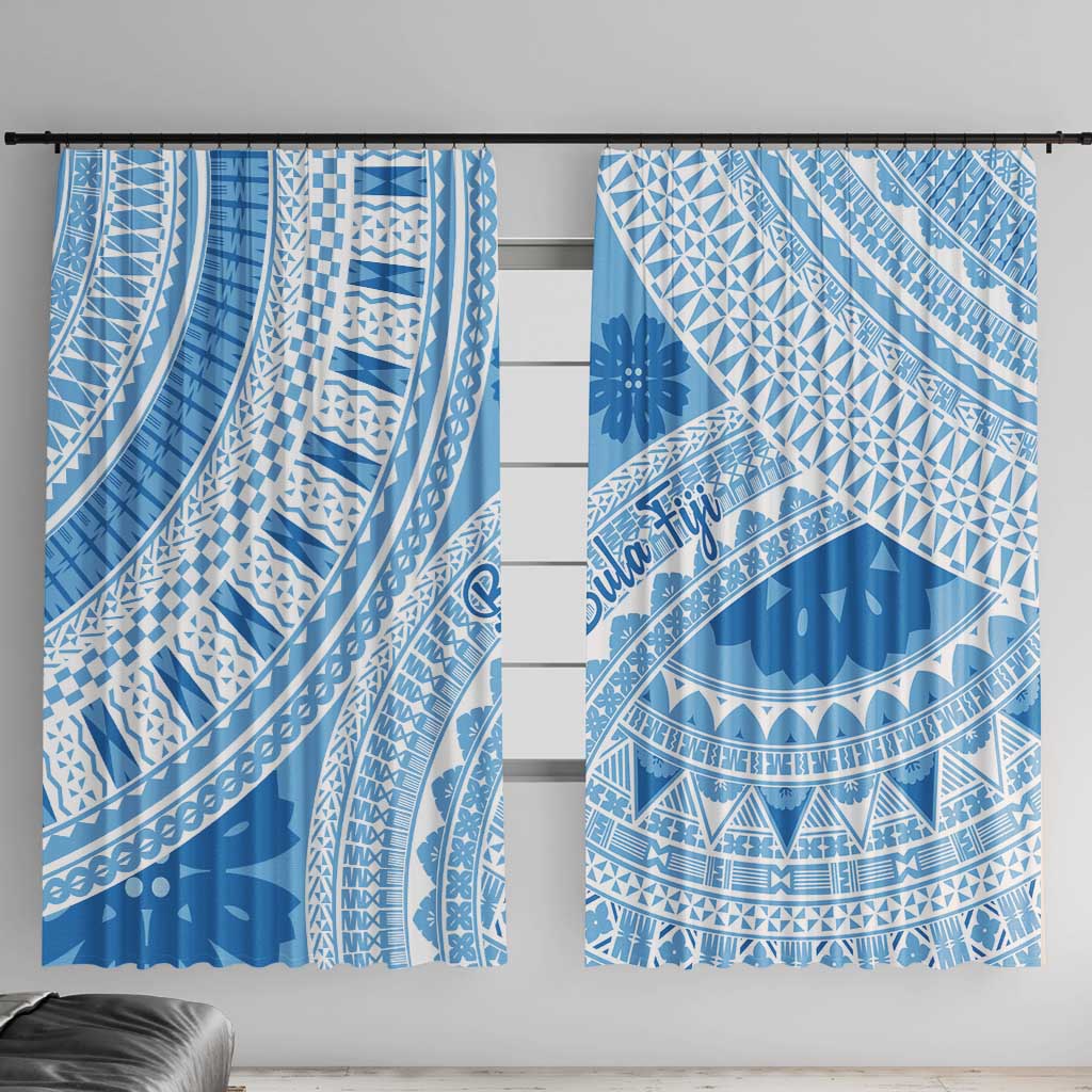 Bula Fiji Classic Masi Tapa Window Curtain Turquoise LT7 With Hooks Turquoise - Polynesian Pride
