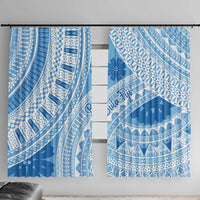 Bula Fiji Classic Masi Tapa Window Curtain Turquoise LT7 With Hooks Turquoise - Polynesian Pride
