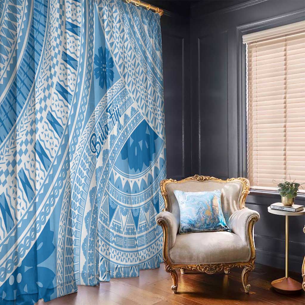 Bula Fiji Classic Masi Tapa Window Curtain Turquoise LT7 - Polynesian Pride