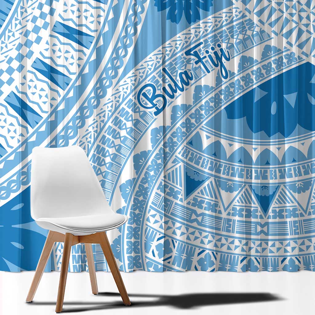 Bula Fiji Classic Masi Tapa Window Curtain Turquoise LT7 - Polynesian Pride