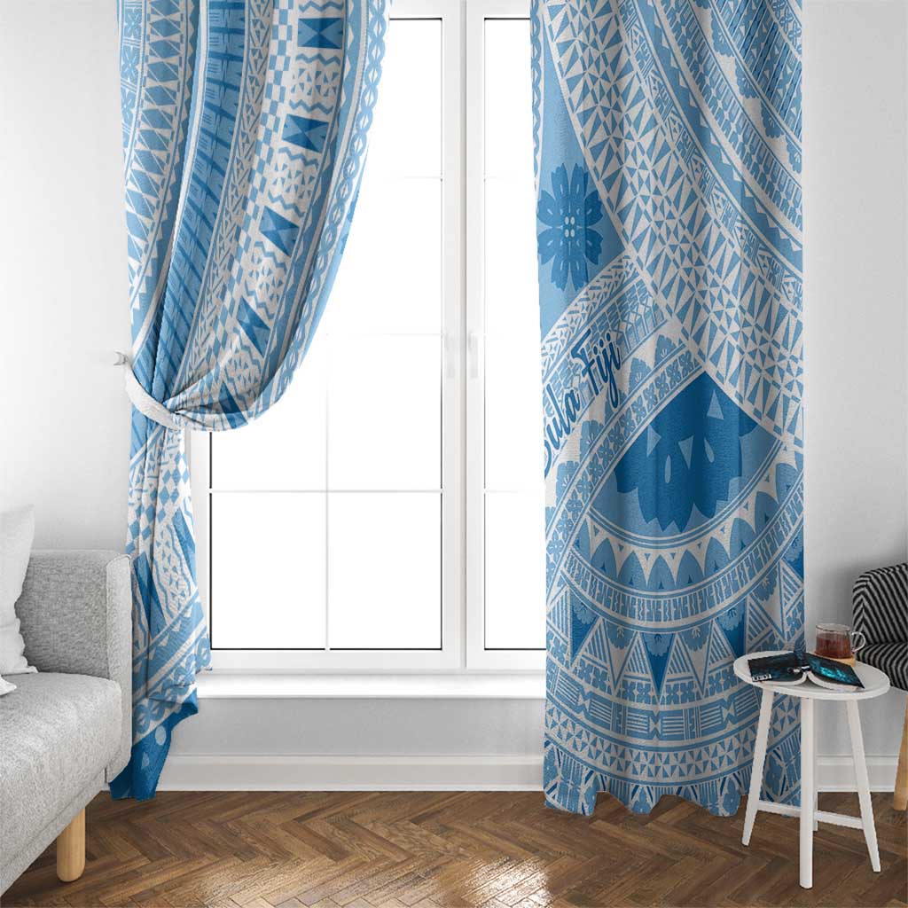 Bula Fiji Classic Masi Tapa Window Curtain Turquoise LT7 - Polynesian Pride