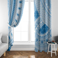Bula Fiji Classic Masi Tapa Window Curtain Turquoise LT7 - Polynesian Pride