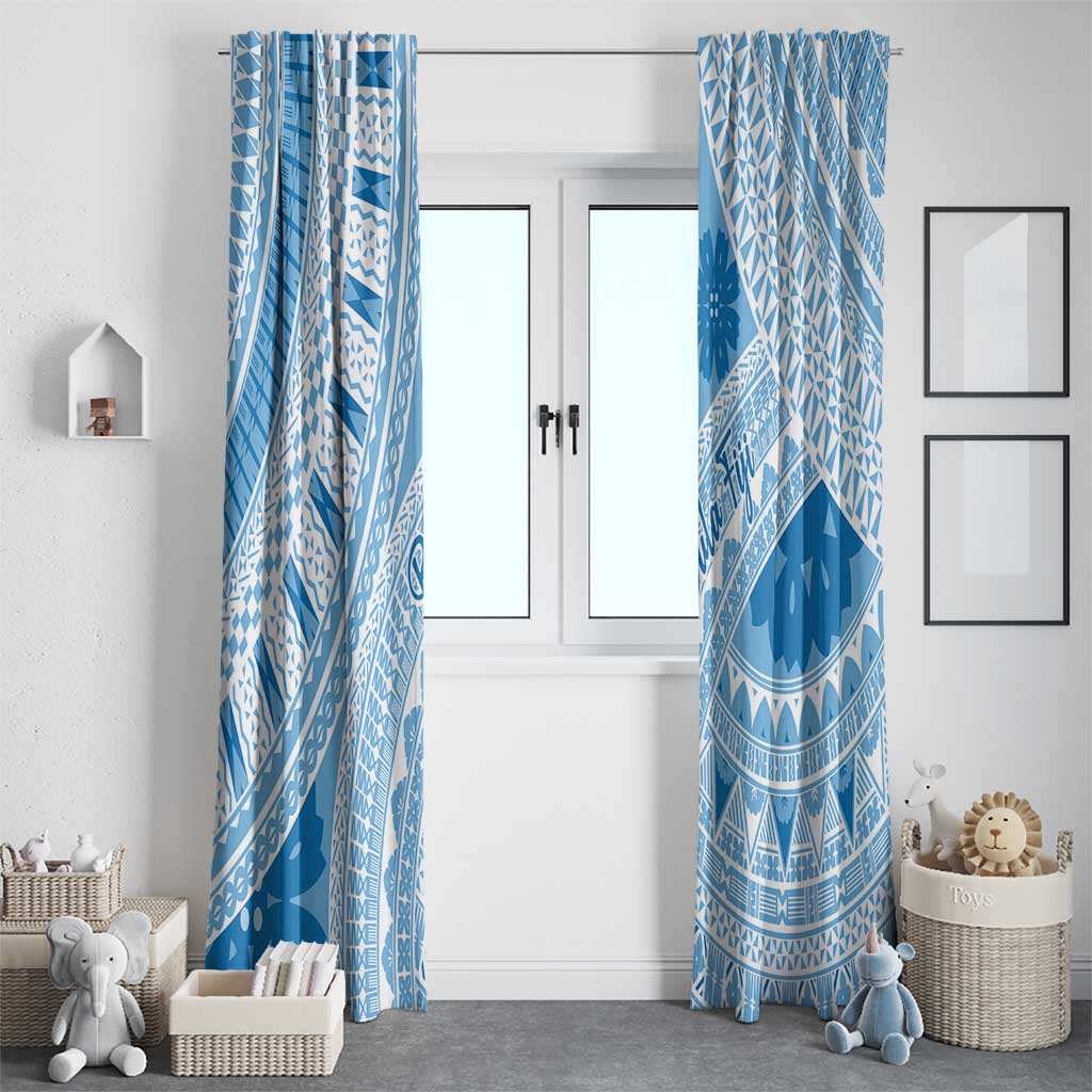Bula Fiji Classic Masi Tapa Window Curtain Turquoise LT7 - Polynesian Pride