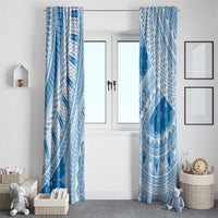 Bula Fiji Classic Masi Tapa Window Curtain Turquoise LT7 - Polynesian Pride