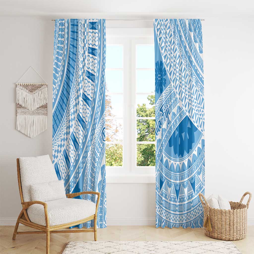 Bula Fiji Classic Masi Tapa Window Curtain Turquoise LT7 - Polynesian Pride