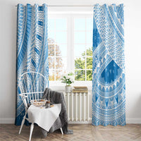 Bula Fiji Classic Masi Tapa Window Curtain Turquoise LT7 - Polynesian Pride