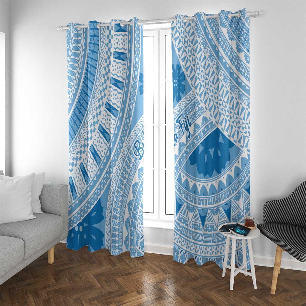 Bula Fiji Classic Masi Tapa Window Curtain Turquoise LT7 With Grommets Turquoise - Polynesian Pride