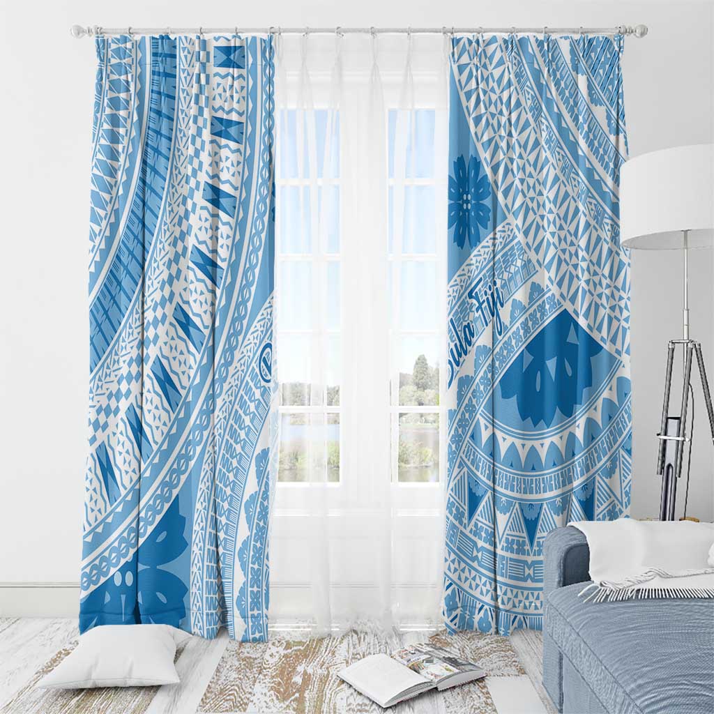 Bula Fiji Classic Masi Tapa Window Curtain Turquoise LT7 - Polynesian Pride